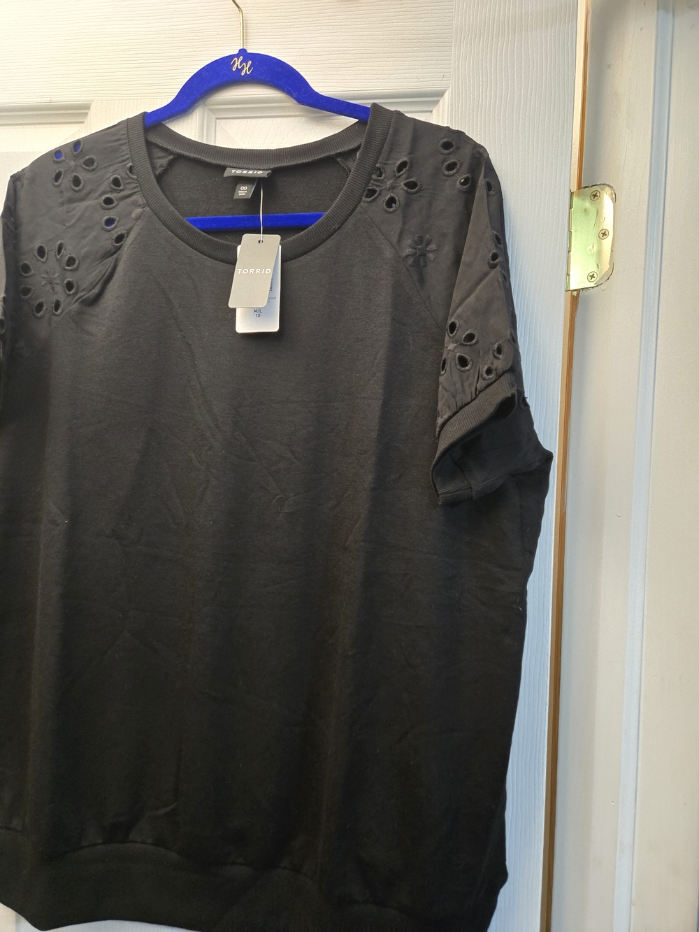 NWT Torrid Black Short Sleeve Top With Eyelet Sleeves